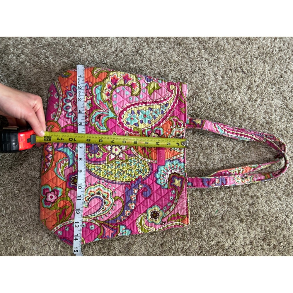 Vera Bradley Pink Paisley Quilted Cotton Tote Bag Floral Shoulder Purse *READ - Picture 6 of 6